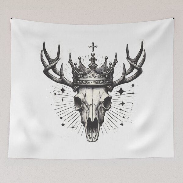 Item preview, The Majestic Remains – Crowned Deer Skull Gothic Forest Design designed and sold by denip.