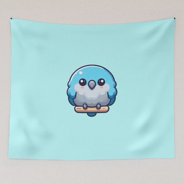 Item preview, Cute Blue Quaker Parrot - Kawaii Fluffy Borb designed and sold by GREENZ0NE.