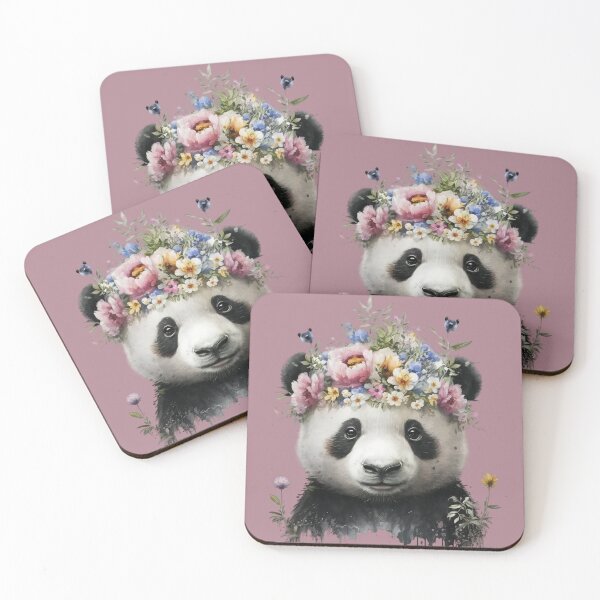 Item preview, Cute baby Panda wearing floral head wreath. designed and sold by PawsandPages.