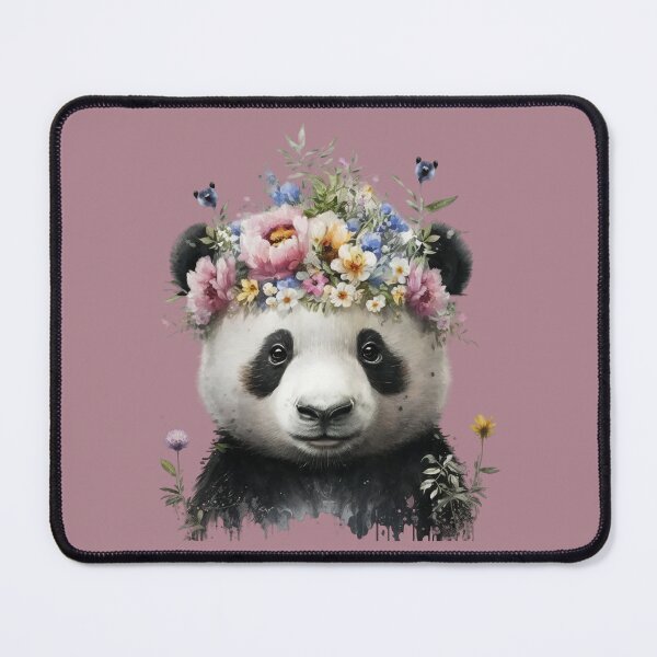Item preview, Cute baby Panda wearing floral head wreath. designed and sold by PawsandPages.