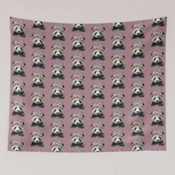 Item preview, Cute baby Panda wearing floral head wreath. designed and sold by PawsandPages.