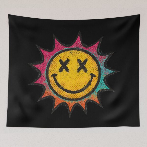 Item preview, Grunge Smiley Sun Face – Retro Punk Street Art Illustration designed and sold by AddictiveDesign.