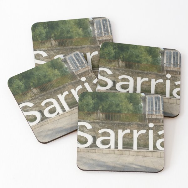Item preview, Sarria in white letters – Realistic urban watercolor designed and sold by Miradas del Mundo.