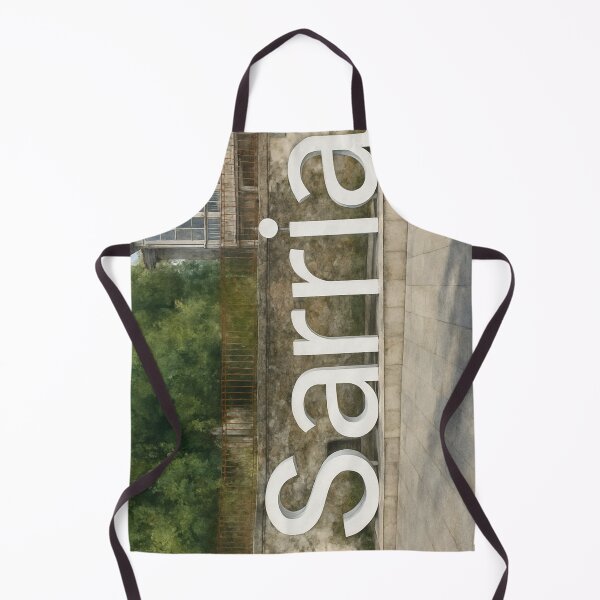 Item preview, Sarria in white letters – Realistic urban watercolor designed and sold by Miradas del Mundo.
