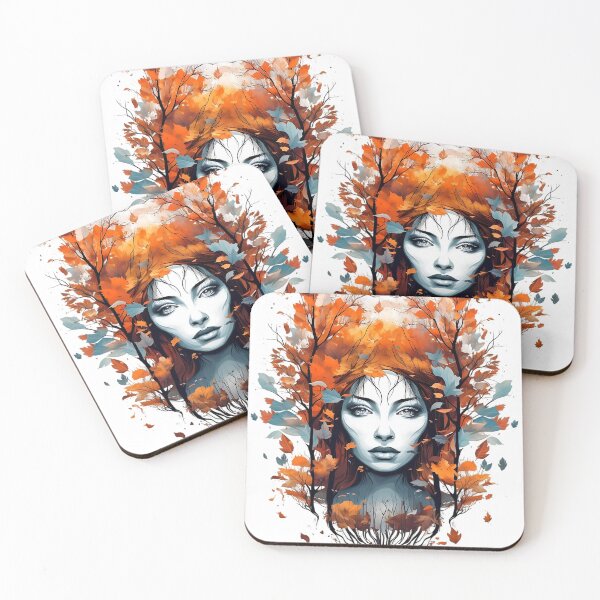 Item preview, Autumn Goddess Portrait – Nature Woman Art Illustration designed and sold by Kruti Collection.