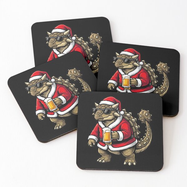Item preview, Funny Ankylosaurus Santa Beer Dinosaur Christmas designed and sold by k3rstman1.