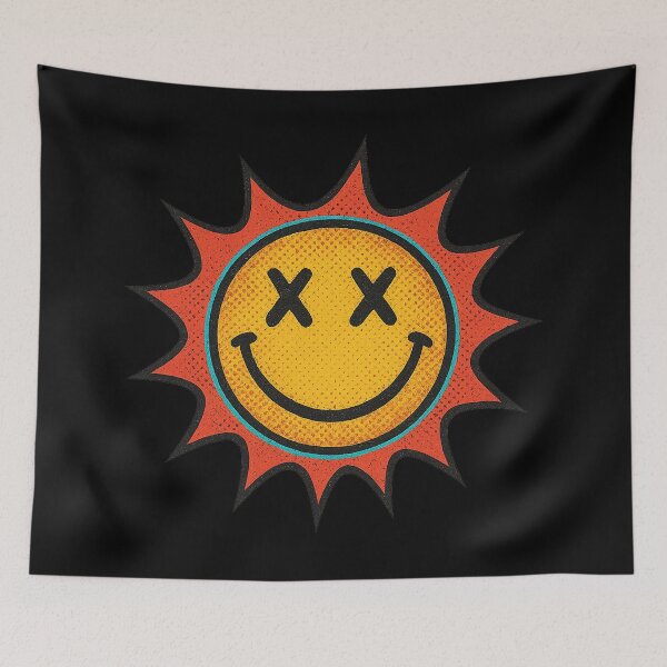 Item preview, Grunge Smiley Sun – Vintage Punk Rock Face Illustration designed and sold by AddictiveDesign.