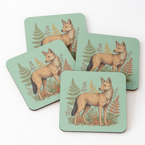 Item preview, Asian Wild Dog Among Autumn Ferns Vintage Woodland Illustration designed and sold by BirdsnStuff.