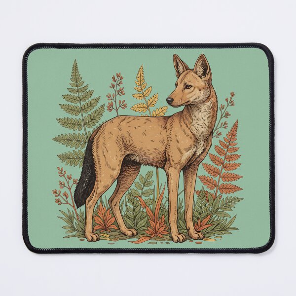 Item preview, Asian Wild Dog Among Autumn Ferns Vintage Woodland Illustration designed and sold by BirdsnStuff.