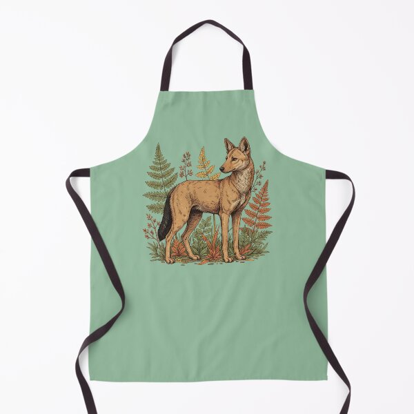 Item preview, Asian Wild Dog Among Autumn Ferns Vintage Woodland Illustration designed and sold by BirdsnStuff.