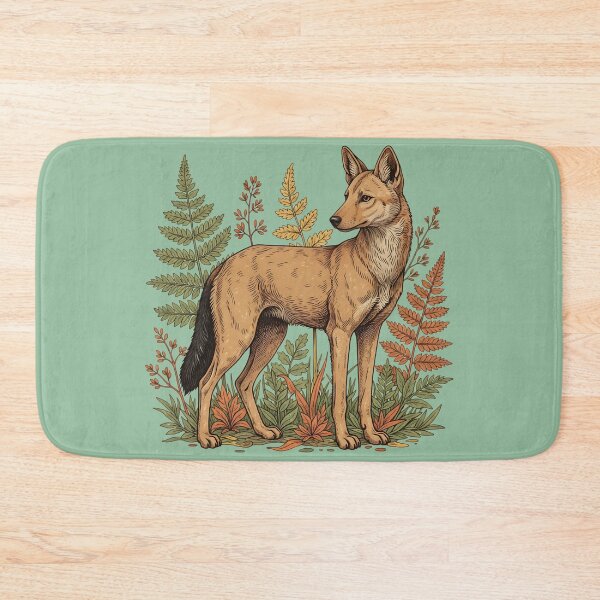 Item preview, Asian Wild Dog Among Autumn Ferns Vintage Woodland Illustration designed and sold by BirdsnStuff.