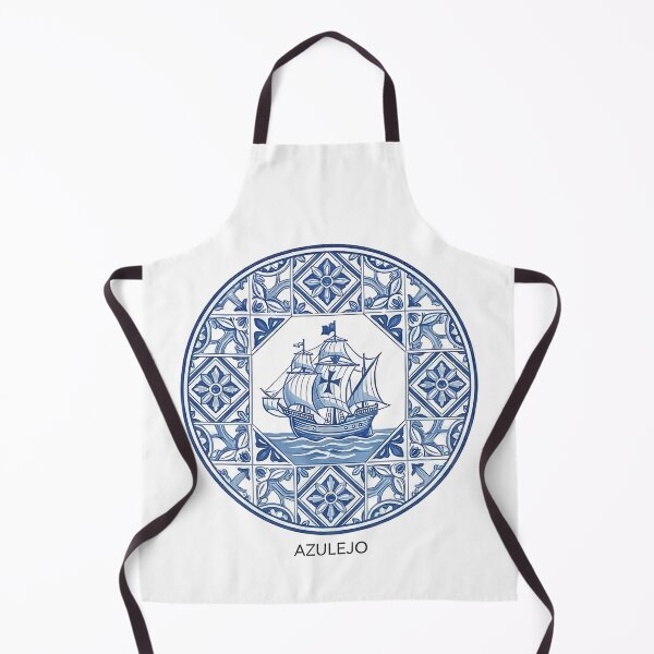 Item preview, Portuguese Azulejo Tile Caravel Ship Blue White Pattern designed and sold by k3rstman1.