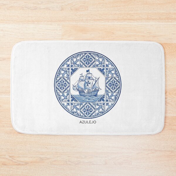 Item preview, Portuguese Azulejo Tile Caravel Ship Blue White Pattern designed and sold by k3rstman1.