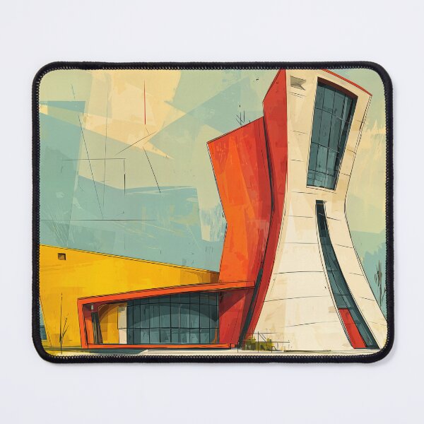 Item preview, Command the Skyline with Bold Red and Yellow Surreal Futuristic Geometric Architecture designed and sold by OlfactoART Studio.
