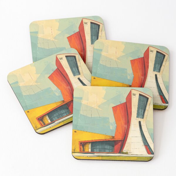 Item preview, Command the Skyline with Bold Red and Yellow Surreal Futuristic Geometric Architecture designed and sold by OlfactoART Studio.
