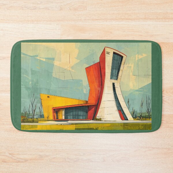 Item preview, Command the Skyline with Bold Red and Yellow Surreal Futuristic Geometric Architecture designed and sold by OlfactoART Studio.