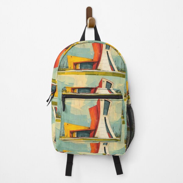 Item preview, Command the Skyline with Bold Red and Yellow Surreal Futuristic Geometric Architecture designed and sold by OlfactoART Studio.