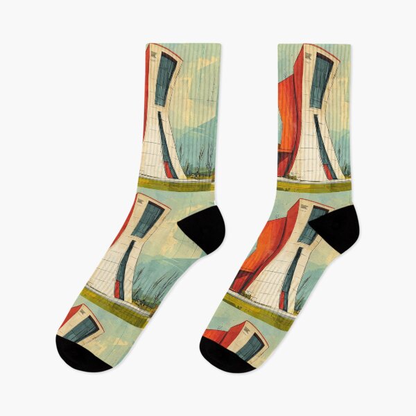 Item preview, Command the Skyline with Bold Red and Yellow Surreal Futuristic Geometric Architecture designed and sold by OlfactoART Studio.