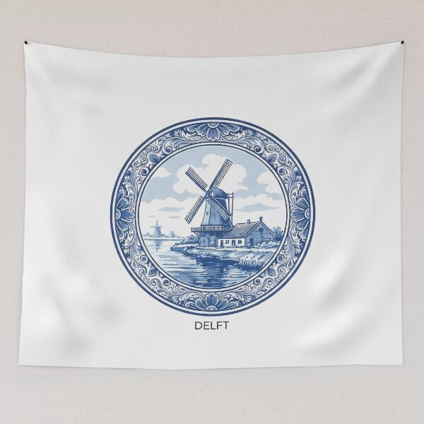 Item preview, Delft Blue Windmill Dutch Landscape designed and sold by k3rstman1.