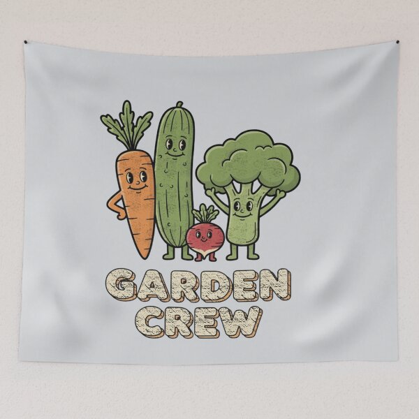 Item preview, Vintage Garden Crew Vegetable Characters Retro Gardening designed and sold by FreshVibe Prints.