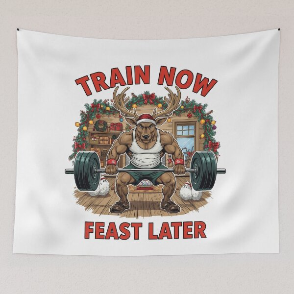 Item preview, Train now fitness reindeer design designed and sold by Motivated Sensei.
