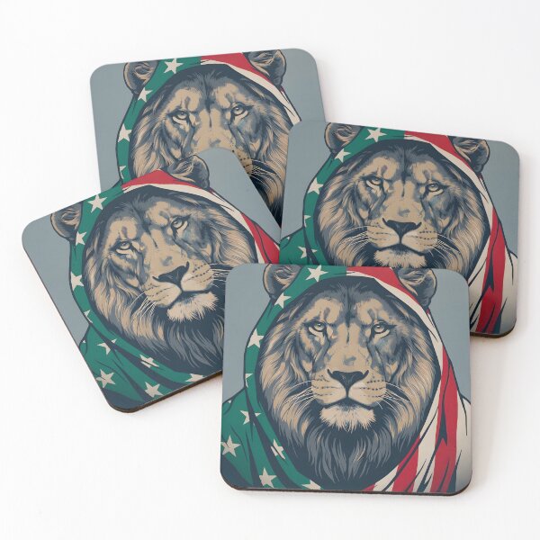 Item preview, A LION WITH A PATRIOTIC FLAG designed and sold by infinitearte.