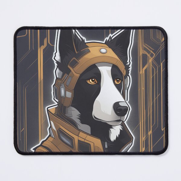 Item preview, Cyberpunk Border Collie with futuristic armor designed and sold by Mianku | Für das Leben.