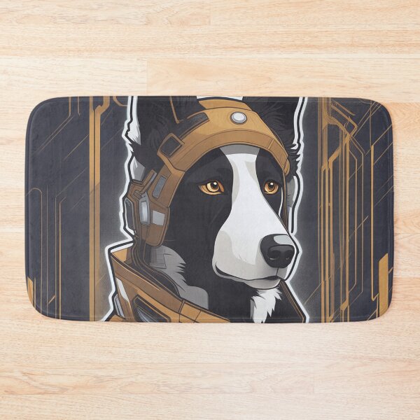 Item preview, Cyberpunk Border Collie with futuristic armor designed and sold by Mianku | Für das Leben.