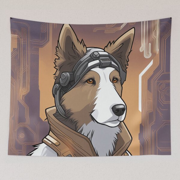 Item preview, Cyberpunk dog with technical equipment designed and sold by Mianku | Für das Leben.