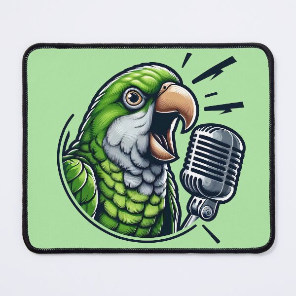 Item preview, Screaming Green Quaker Parrot - Funny Microphone Meme designed and sold by GREENZ0NE.