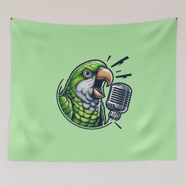 Item preview, Screaming Green Quaker Parrot - Funny Microphone Meme designed and sold by GREENZ0NE.