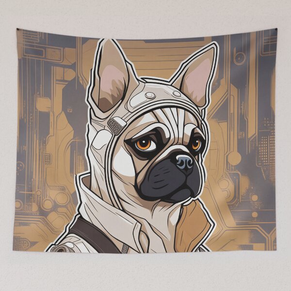 Item preview, Cyberpunk Bulldog in a futuristic outfit designed and sold by Mianku | Für das Leben.