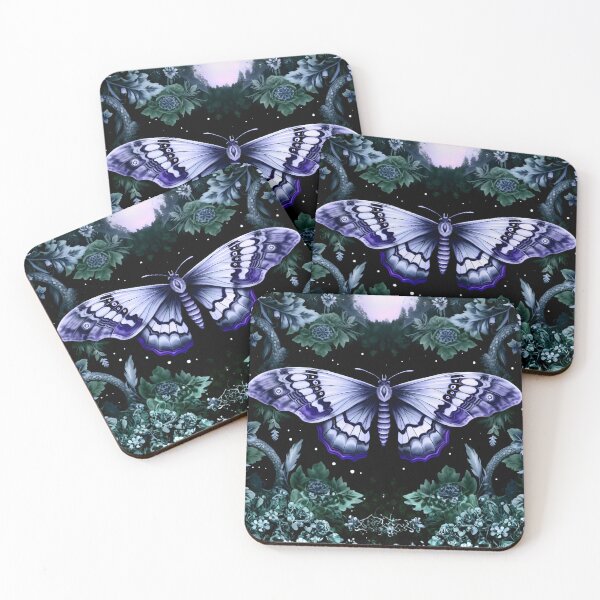 Item preview, Moonlit Purple Moth Midnight Garden Art designed and sold by ArtDesignRemix.