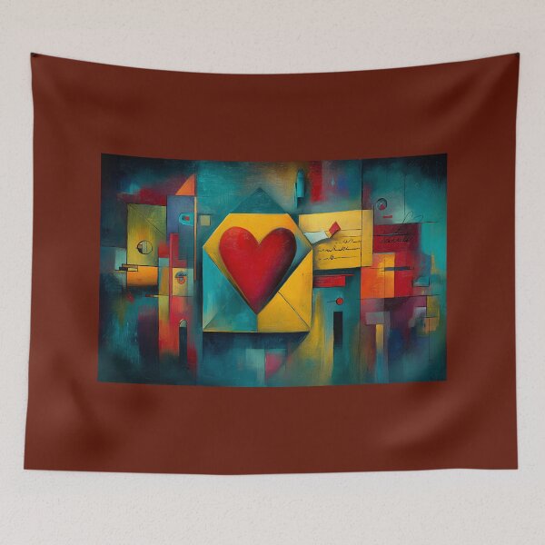Item preview, A Stylized Red Heart Within Bold Geometric Shapes: A Vibrant and Dynamic Valentine's Composition designed and sold by OlfactoART Studio.