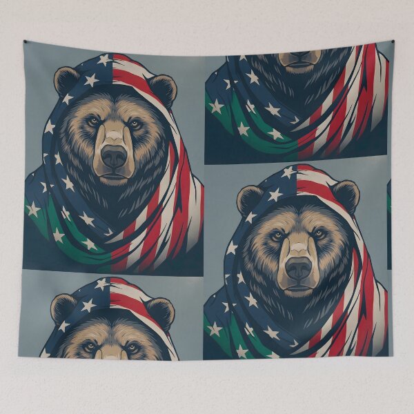 Item preview, A BEAR WITH A PATRIOTIC FLAG designed and sold by infinitearte.