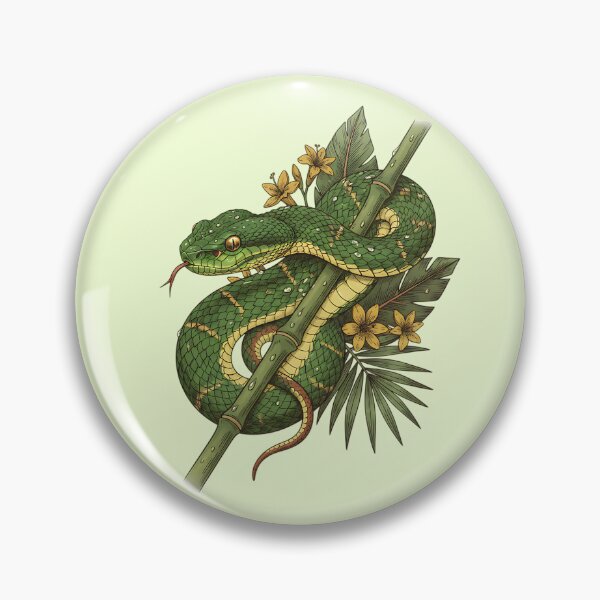 Item preview, Bamboo Pit Viper With Rainforest Leaves designed and sold by BirdsnStuff.