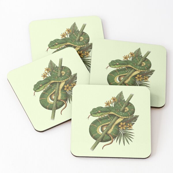 Item preview, Bamboo Pit Viper With Rainforest Leaves designed and sold by BirdsnStuff.