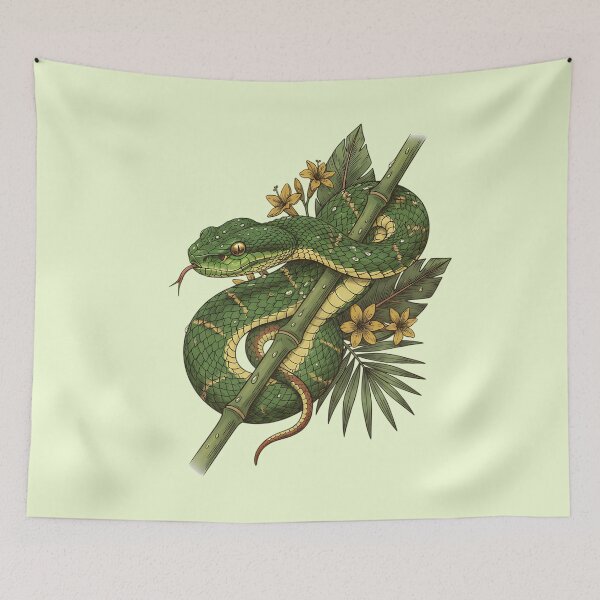 Item preview, Bamboo Pit Viper With Rainforest Leaves designed and sold by BirdsnStuff.