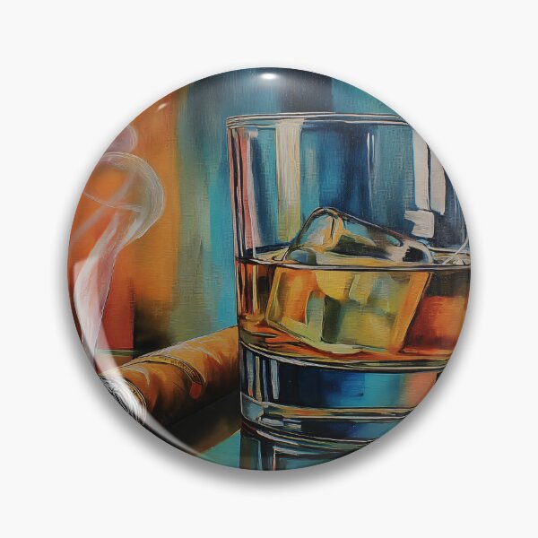 Item preview, Whiskey on Ice with a Smoldering Cigar: Moody Luxury and Colorful Reflections designed and sold by OlfactoART Studio.