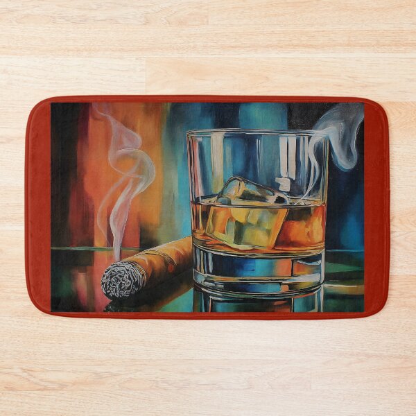 Item preview, Whiskey on Ice with a Smoldering Cigar: Moody Luxury and Colorful Reflections designed and sold by OlfactoART Studio.