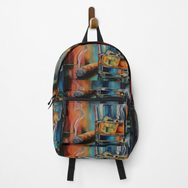 Item preview, Whiskey on Ice with a Smoldering Cigar: Moody Luxury and Colorful Reflections designed and sold by OlfactoART Studio.