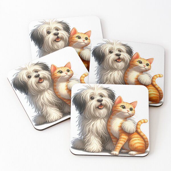 Item preview, Fluffy dog and orange tabby Forever Friends designed and sold by Beyond The Canvas.