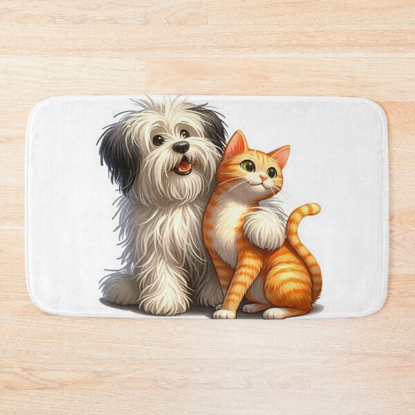 Item preview, Fluffy dog and orange tabby Forever Friends designed and sold by Beyond The Canvas.