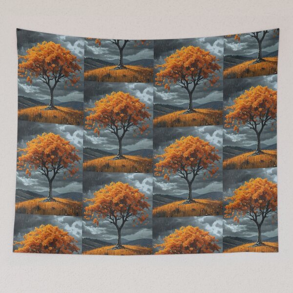 Item preview, Autumn Blaze – Tree in Stormy Landscape designed and sold by AxiraDesigns.