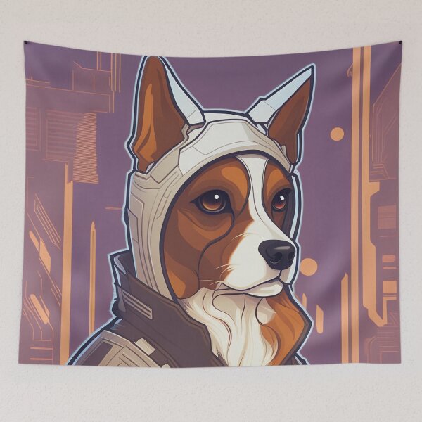 Item preview, Cyberpunk dog with futuristic armor designed and sold by Mianku | Für das Leben.