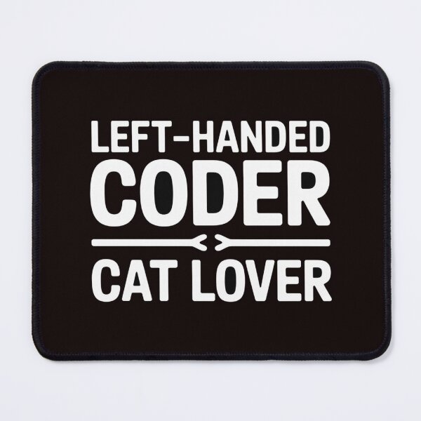 Item preview, Left-Handed Coder Cat Lover – Minimal Text Tee designed and sold by WittyHolidayPrints – Retro Meme Tees.