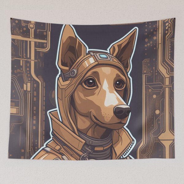 Item preview, Cyberpunk dog in a futuristic suit designed and sold by Mianku | Für das Leben.