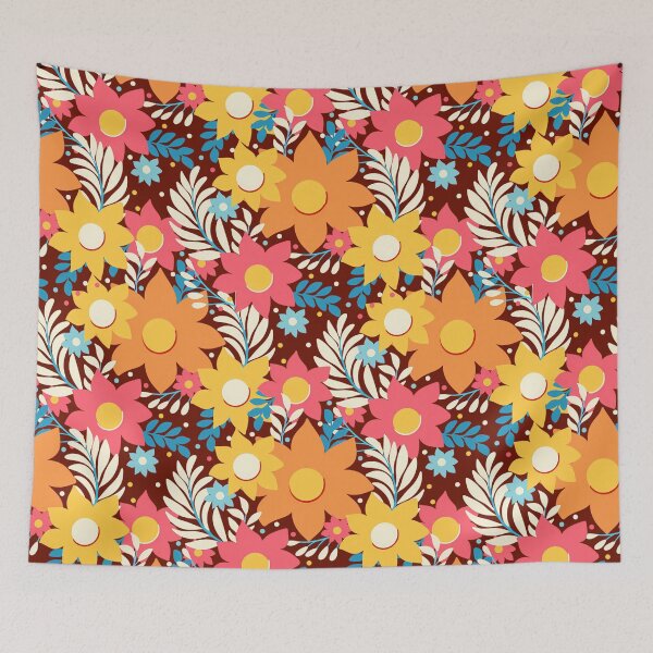 Item preview, Groovy Floral Elegance, a Mid Century Garden Celebration in Orange Hues designed and sold by Clara Fruggeri.