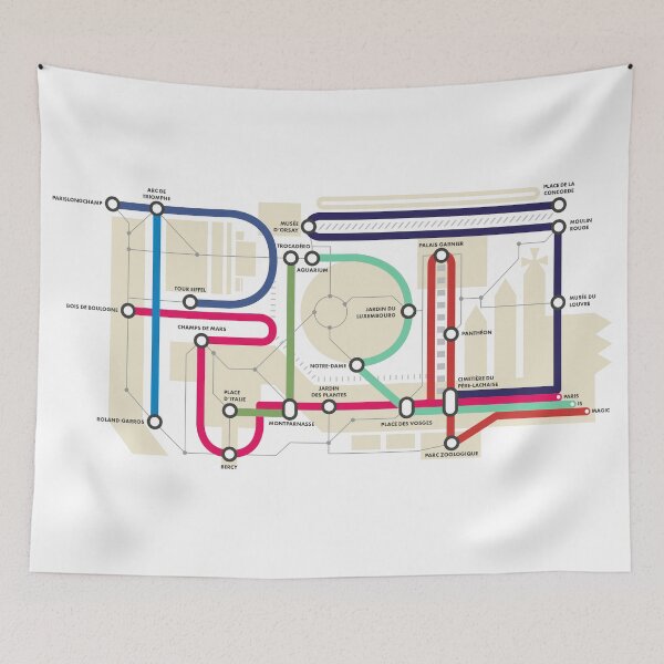 Item preview, Paris Metro Typography Map – PARIS Lettering Subway Design designed and sold by Mavric Design.