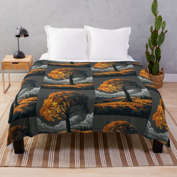Item preview, Radiant Orange Tree on Stormy Hill designed and sold by AxiraDesigns.